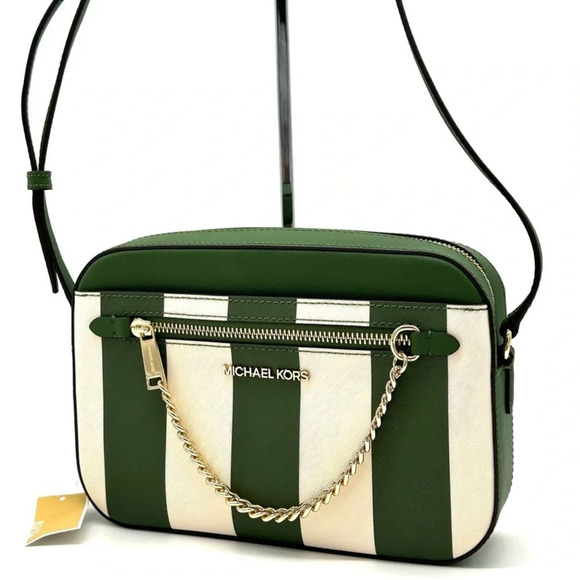 Michael Kors Large EW Zip Chain Xbody Crossbody Bag Fern Green Multi - Picture 3 of 11